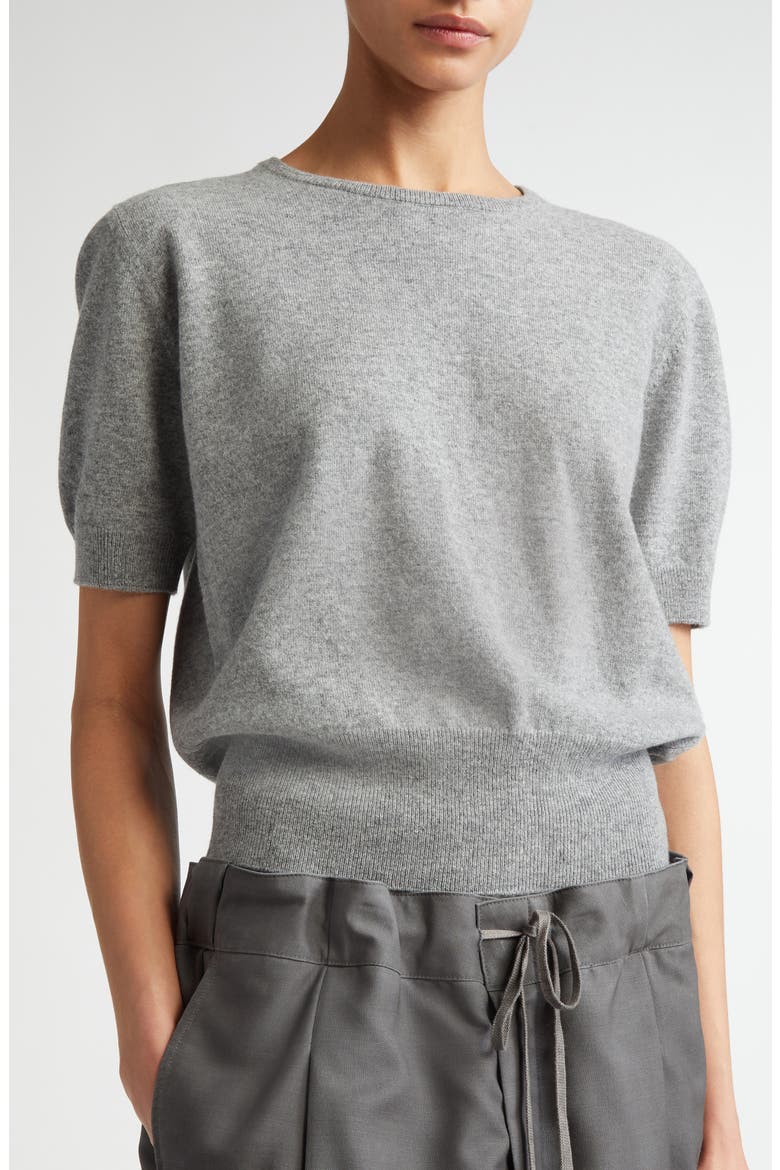 Short Sleeve Wool Crewneck Sweater, Alternate, color, MEDIUM GREY