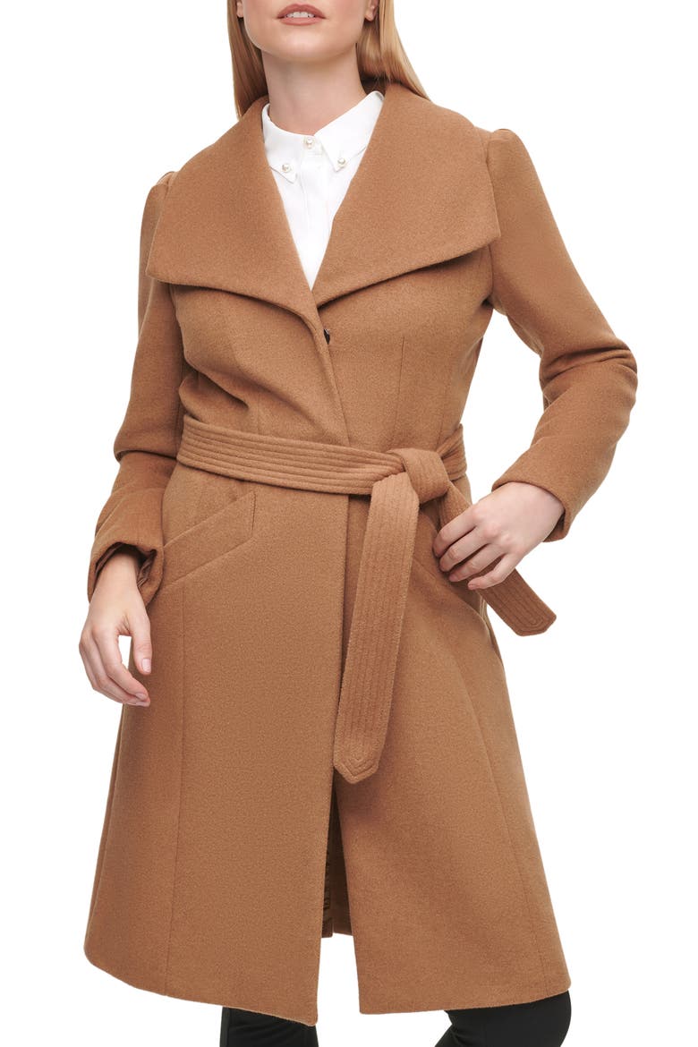 Wool Belted Wrap Coat, Main, color, CAMEL