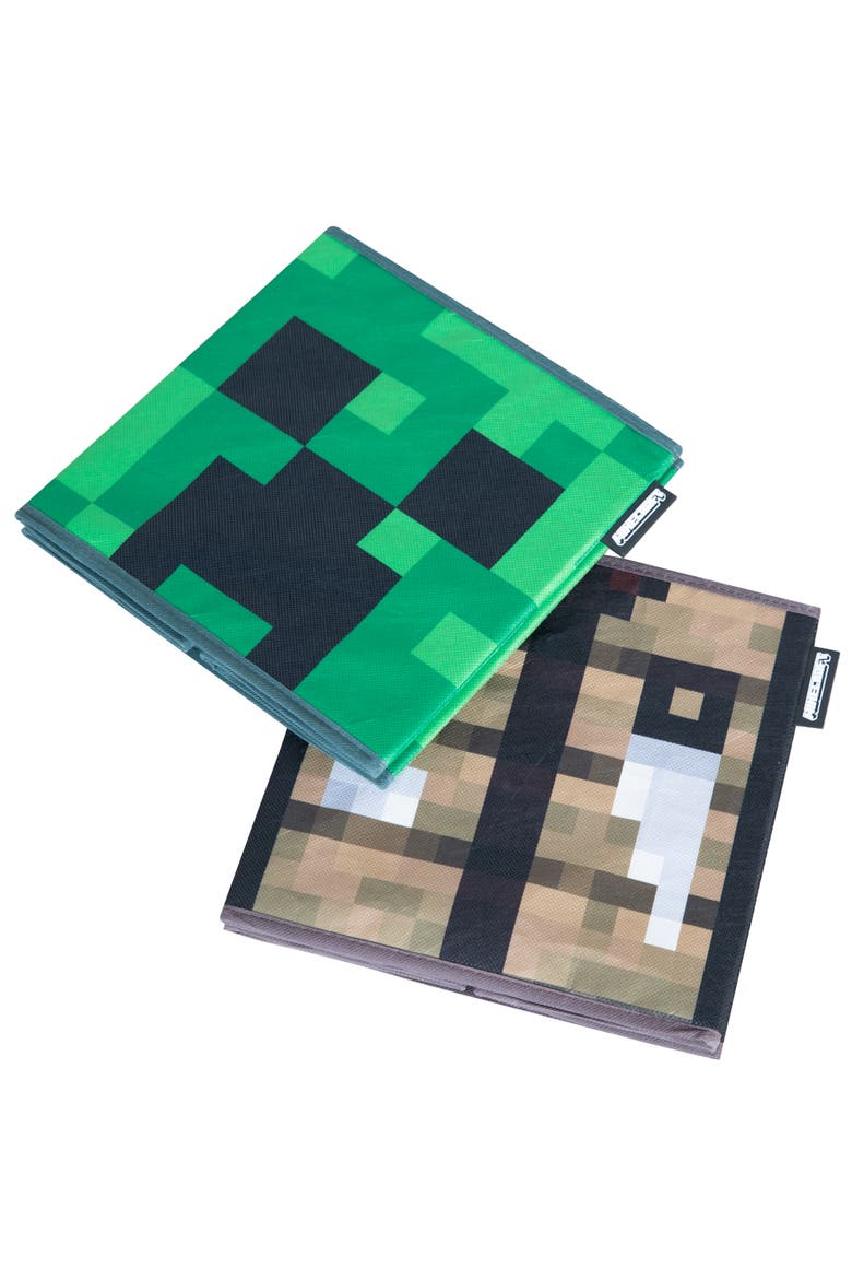 Fabric Storage Boxes 2 Piece Creeper & Crafting Table, 10 Inch, Alternate, color, Multicolored