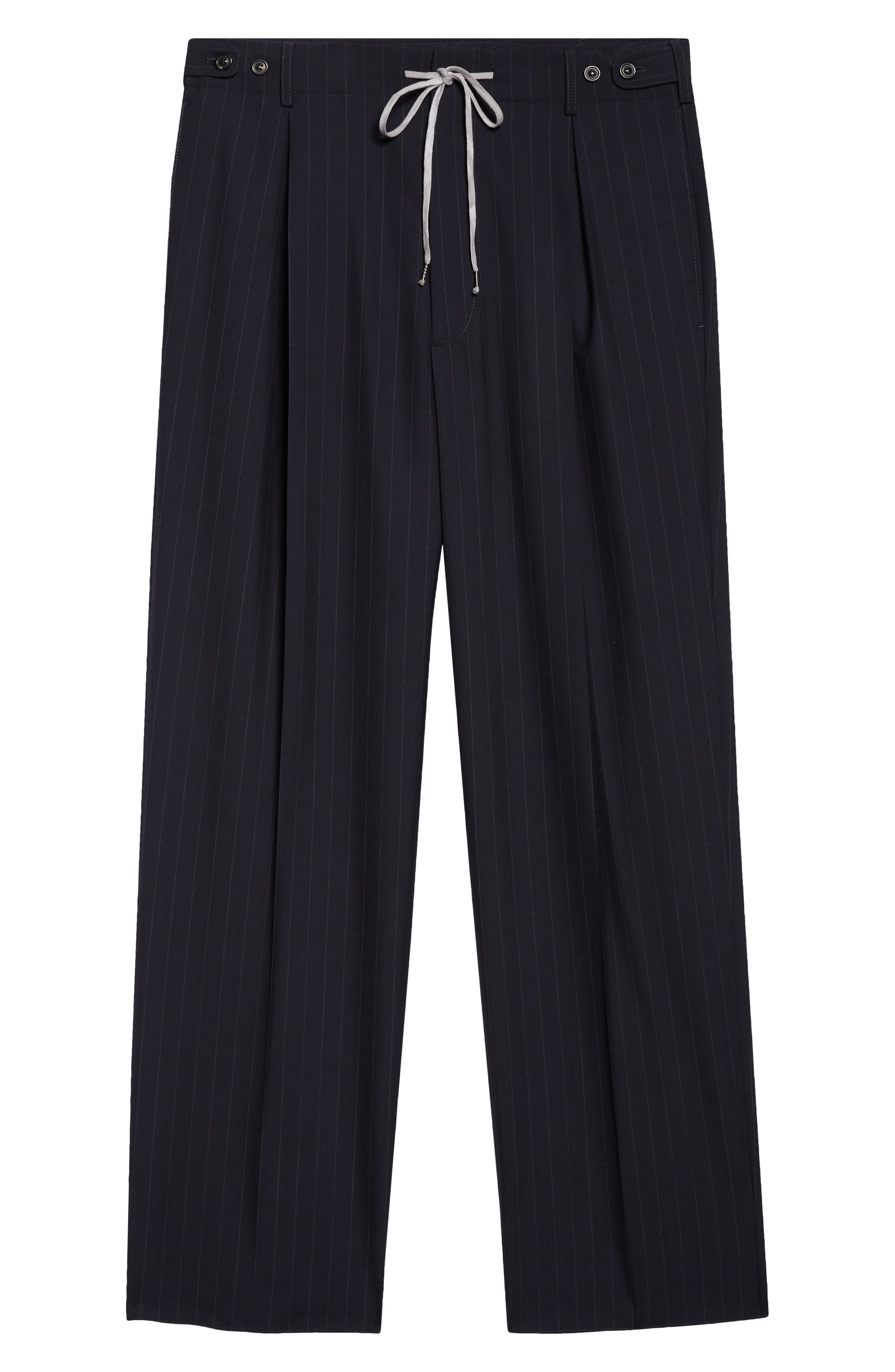 Maison Margiela Pleated Pinstripe Drawstring Waist Pants (Men