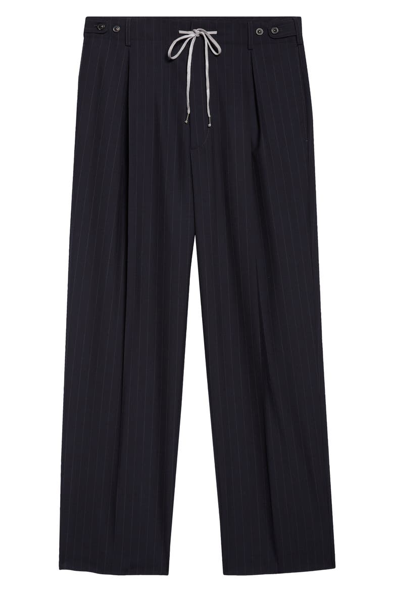 Pleated Pinstripe Drawstring Waist Pants, Alternate, color, BLUE