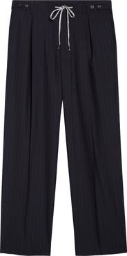 Maison Margiela Pleated Pinstripe Drawstring Waist Pants