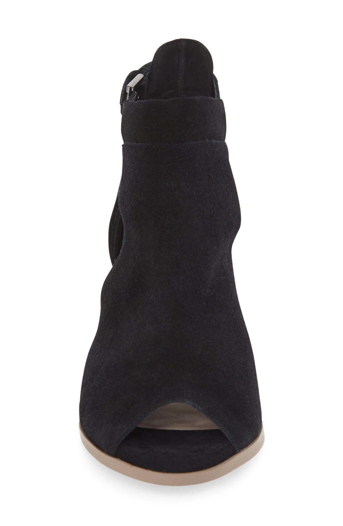 'Ferris' Open Toe Bootie, Alternate, color, BLACK SUEDE