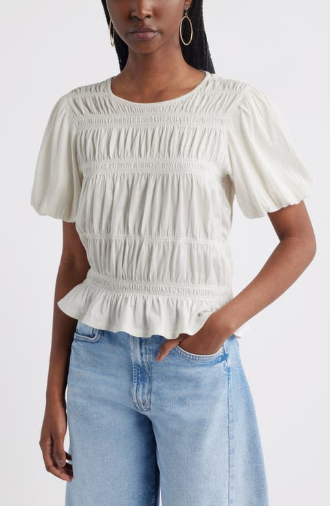 Smocked Puff Sleeve Top