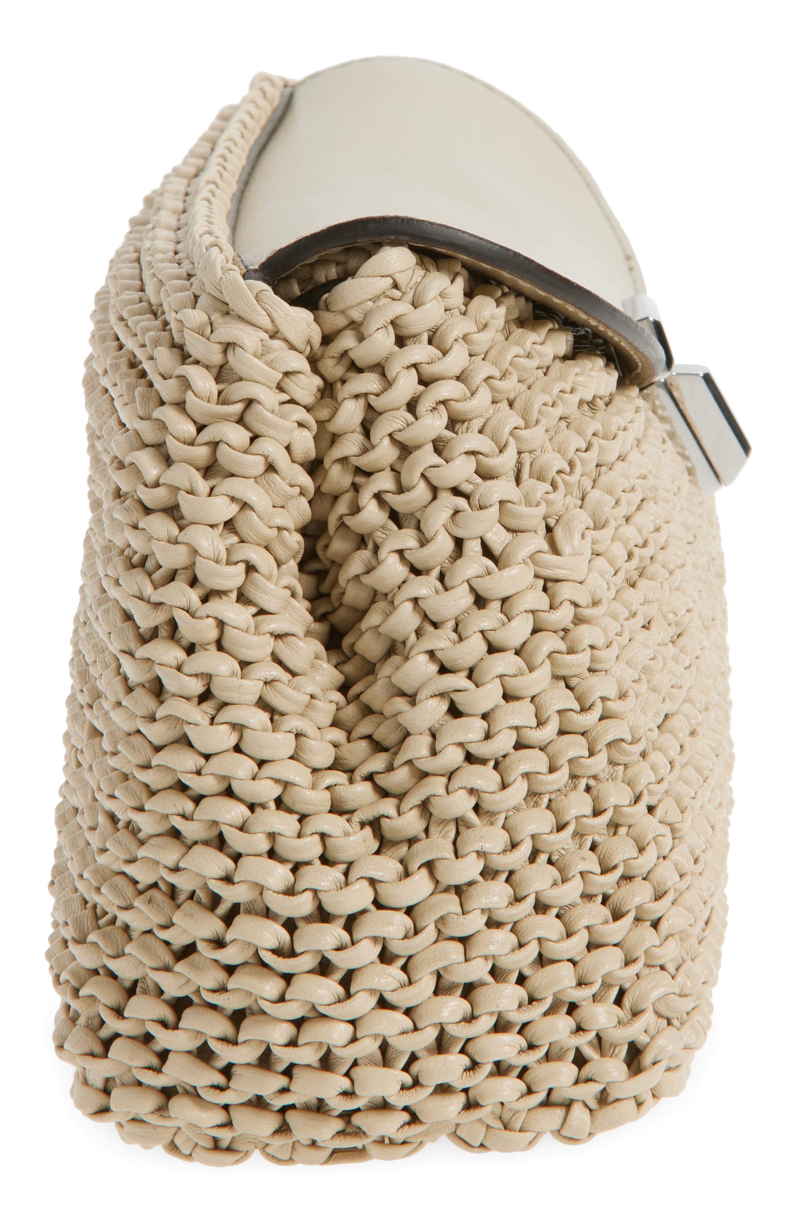 Mini T-Lock Knit Leather Clutch, Alternate, color, FAWN