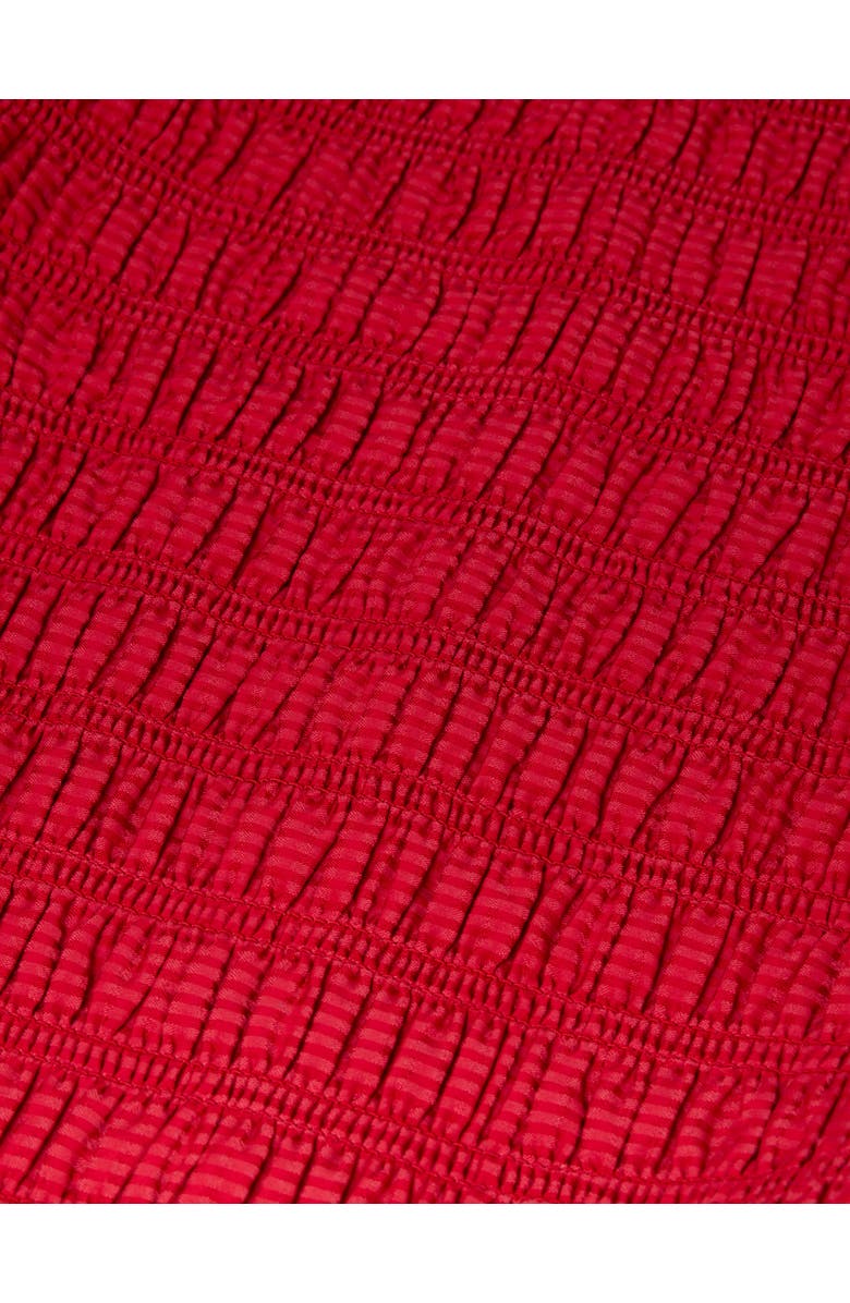 Whistles Smocked Bodice Midi Dress, Alternate, color, Red