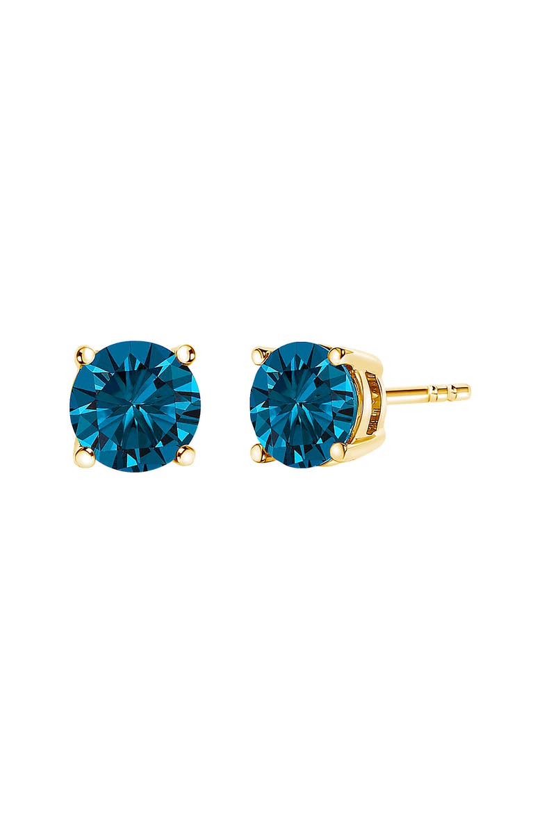 14K Gold 1/2 Cttw Lab Grown Blue Diamond Solitaire Stud Earrings, Alternate, color, Yellow