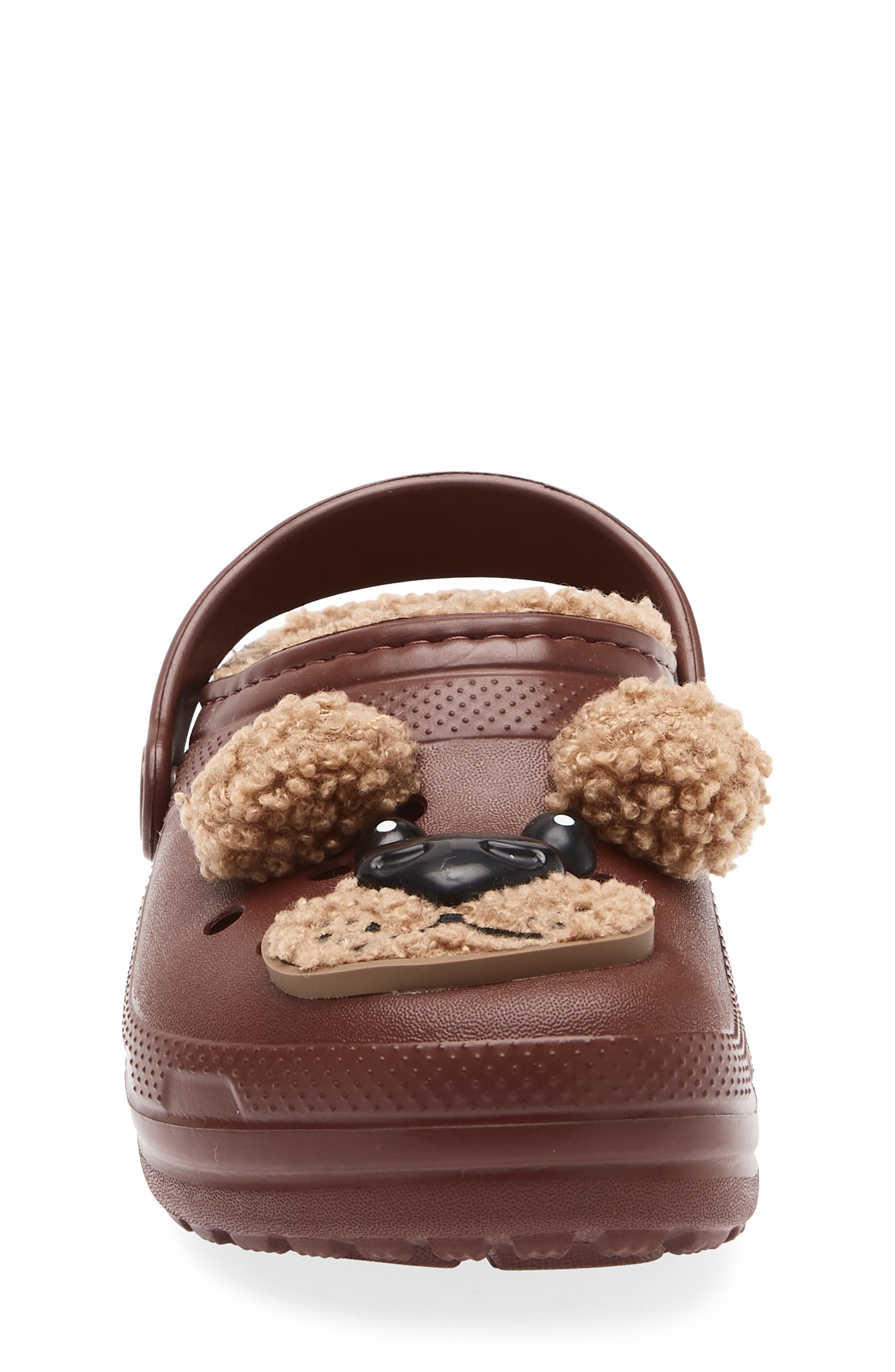 CROCS Faux Shearling Lined Bear Clog, Alternate, color, Dark Clay