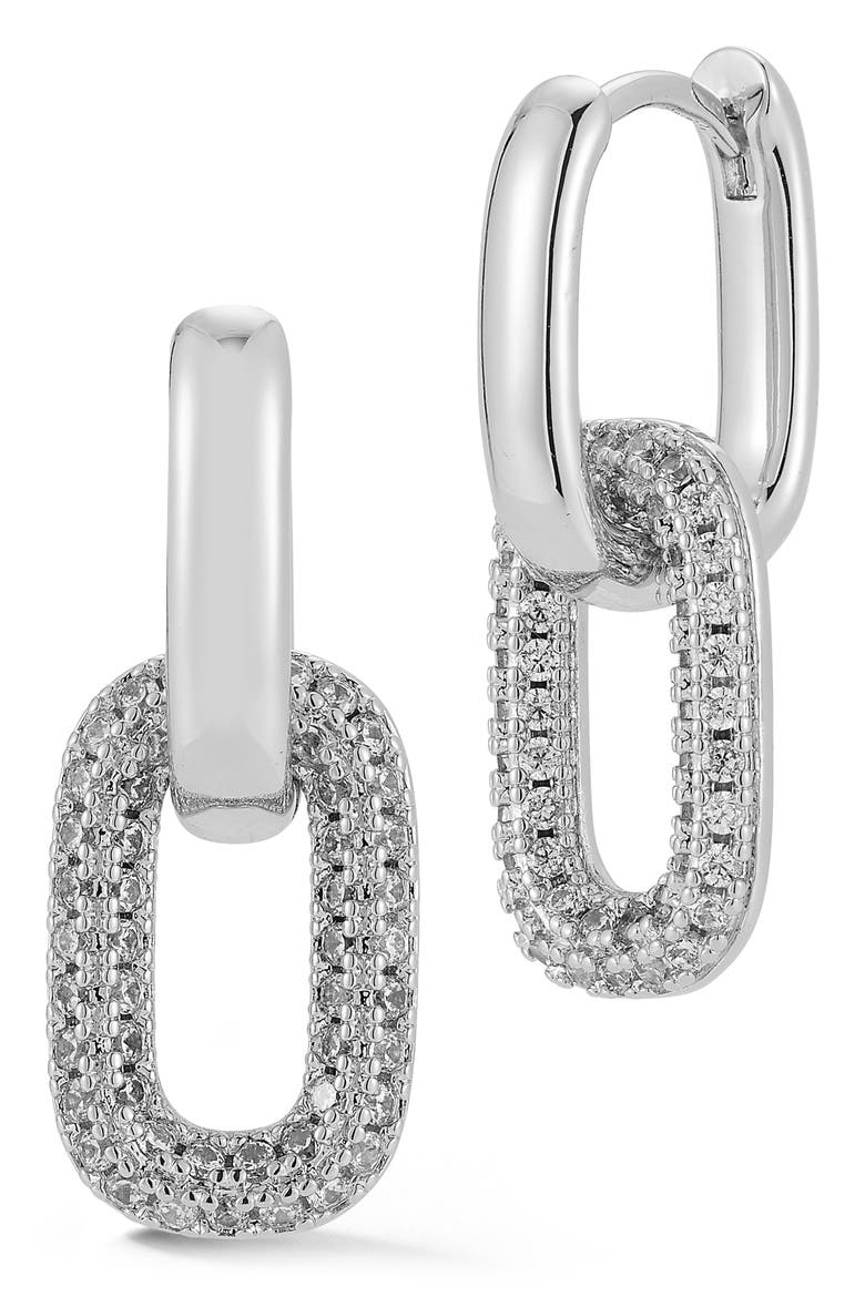 Pavé Chain Link Drop Earrings, Main, color, SILVER