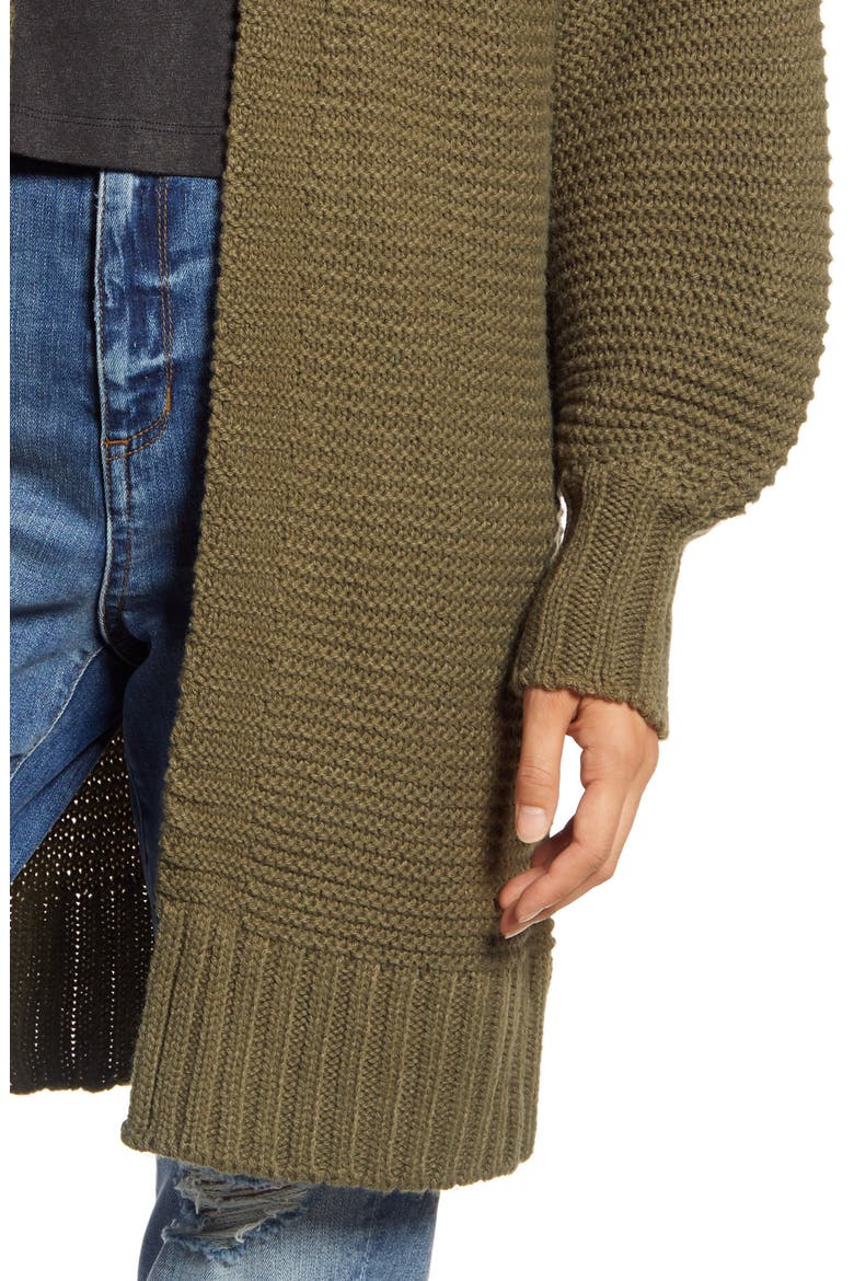 Warm Company Balloon Sleeve Cardigan, Alternate, color, OLIVE GREEN
