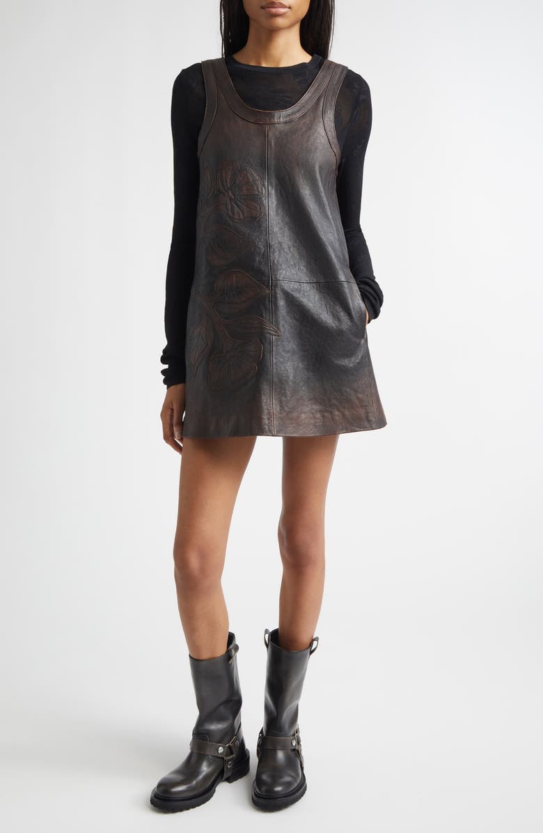 Golden Goose Journey Patsy Appliqué Leather Minidress, Alternate, color, Port Royale