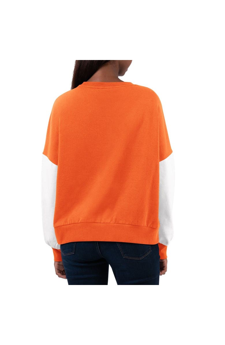 G-III 4HER BY CARL BANKS Women's G-III 4Her by Carl Banks Orange/White Clemson Tigers Team Pride Colorblock Pullover Sweatshirt, Alternate, color,