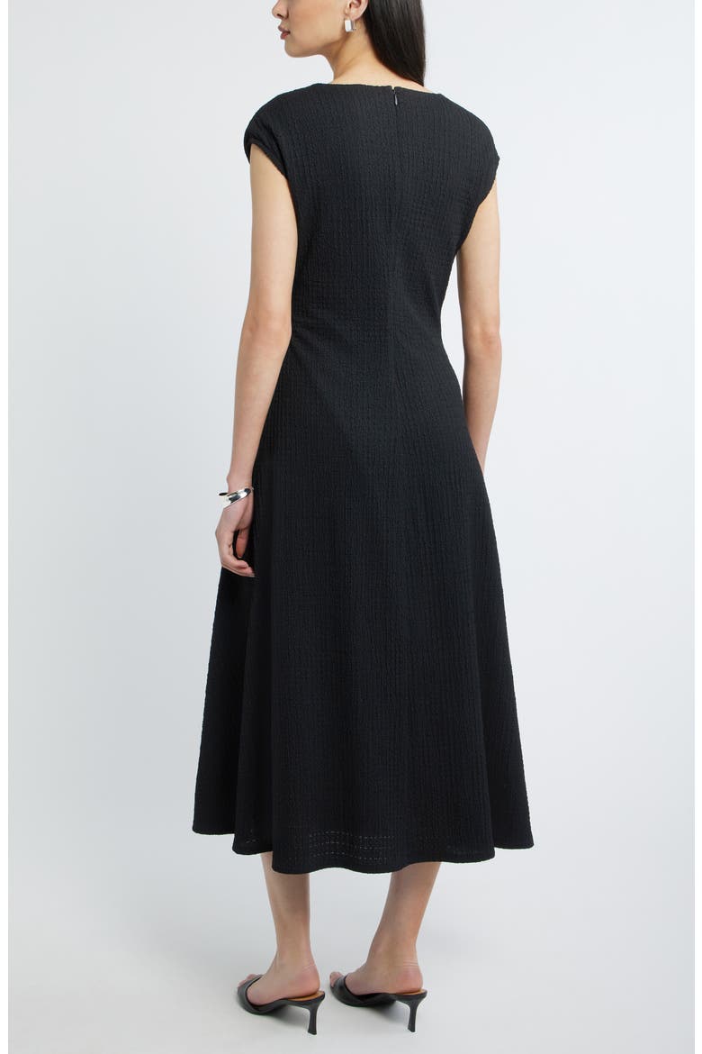 Textured Ruched Midi Dress, Alternate, color, BLACK