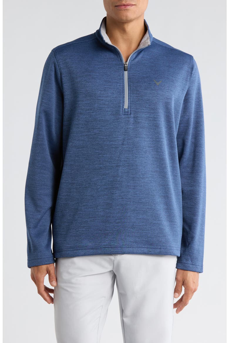 Fleece Quarter Zip Golf Base Layer, Main, color, PEACOAT HEATHER