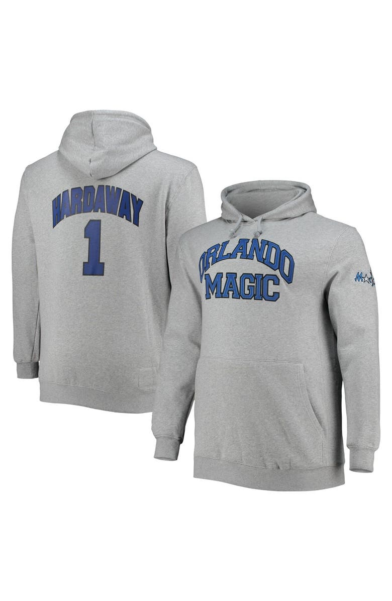 Mitchell & Ness Men's Mitchell & Ness Penny Hardaway Heathered Gray Orlando Magic Big & Tall Name & Number Pullover Hoodie, Main, color, 