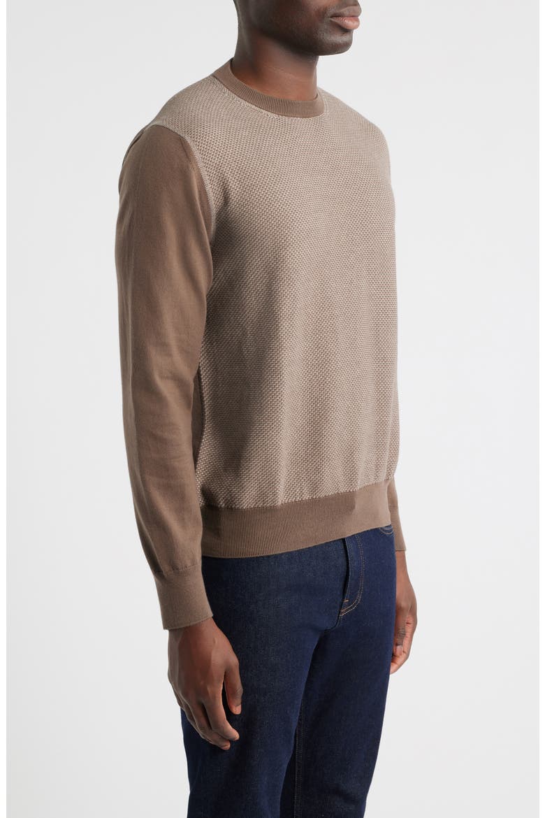 Cotton Crewneck Sweater, Alternate, color, BROWN