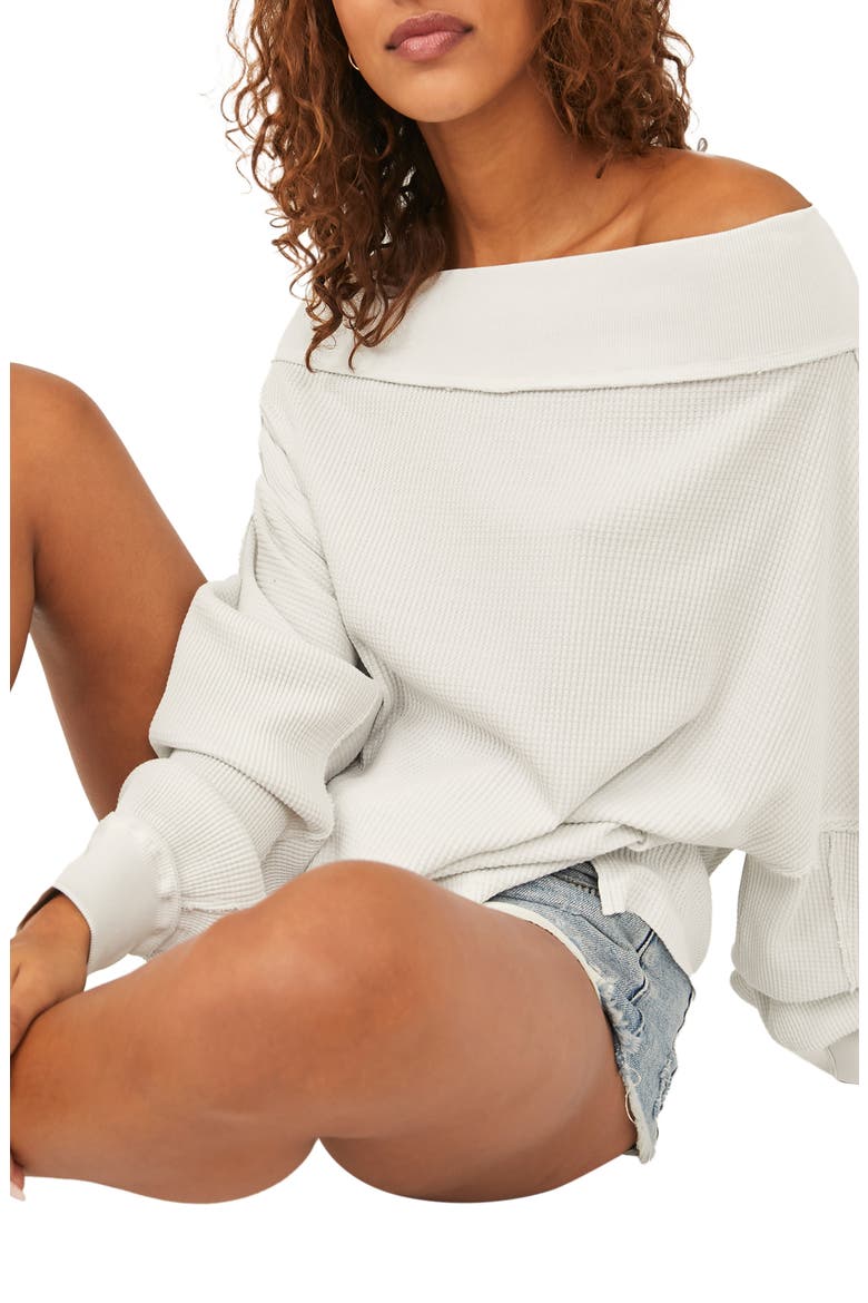 We the Free Close To You Off the Shoulder Pullover, Alternate, color, HEATHER GREY