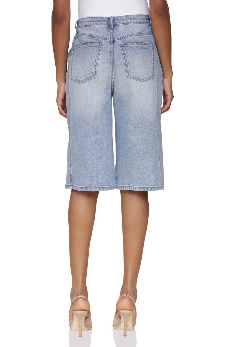 Avec Les Filles High Waist Wide Leg Denim Bermuda Shorts, Alternate, color, Badlands Wash