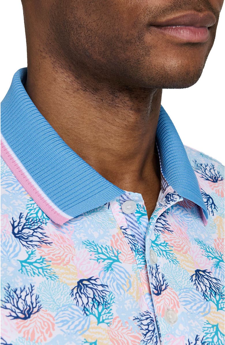 CONSTRUCT Slim Fit Coral Cluster Polo Short Sleeve Shirt, Alternate, color, Multi