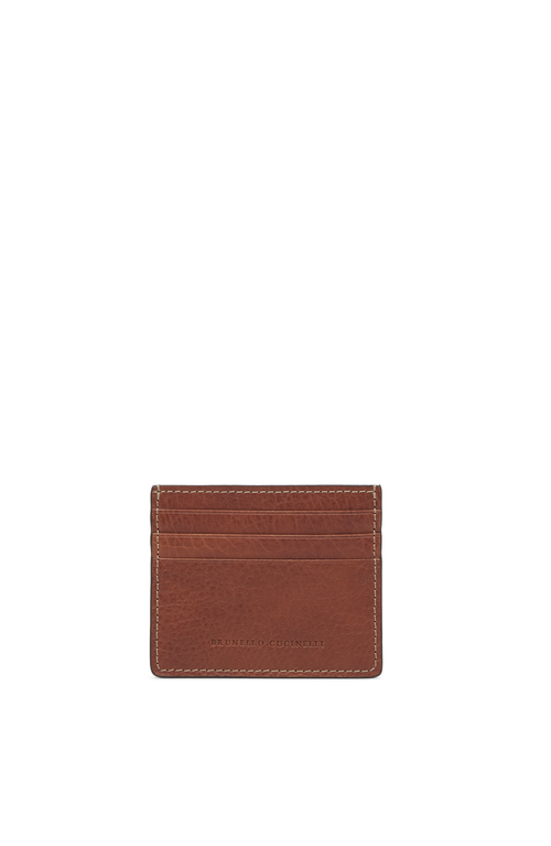 Brunello Cucinelli Calfskin Card Case In Copper
