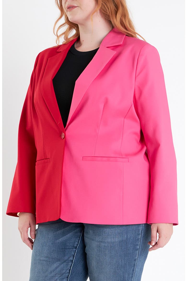 Colorblocked Blazer, Alternate, color, RED FUCHSIA