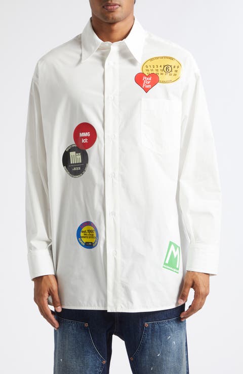 Print Cotton Button-Up Shirt