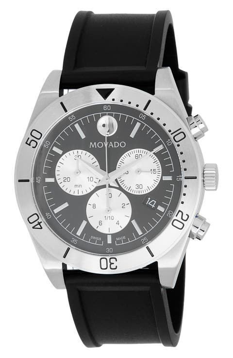 Sportivo Museum Dot Chronograph Rubber Strap Watch, 44mm