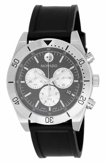 Movado Sportivo Museum Dot Chronograph Rubber Strap Watch, 44mm