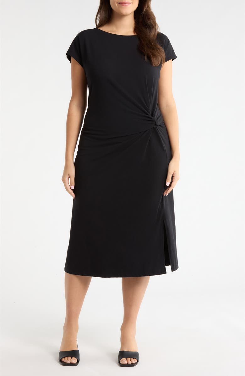 Caslon<sup>®</sup> Twist Cotton Blend Knit Midi Dress, Main, color, 