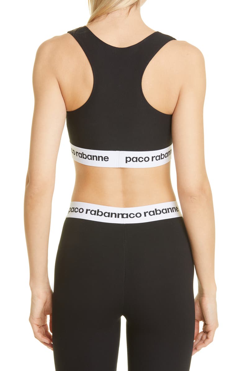 Rabanne Logo Bodyline Sports Bra, Alternate, color, 