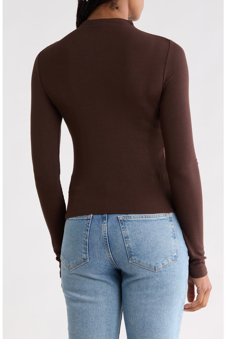 Henrietta Mock Neck Rib Top, Alternate, color, DARK CHOCOLATE