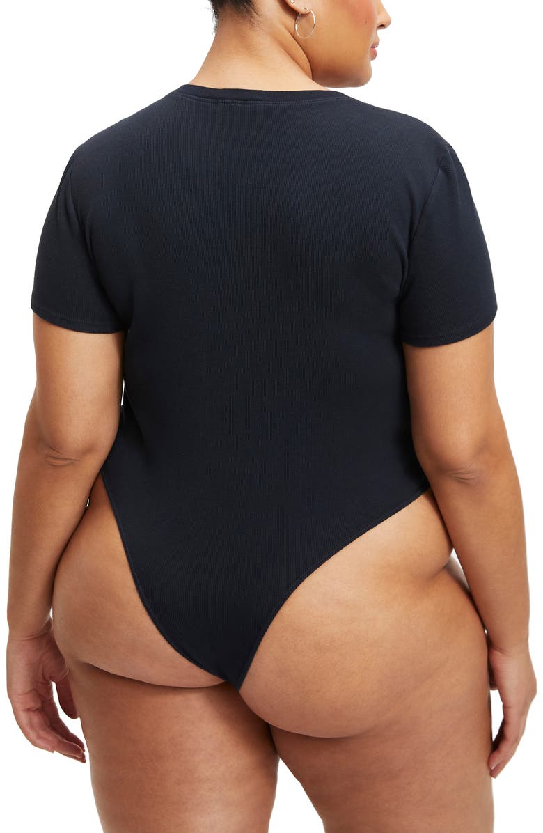 Good American Rib Short Sleeve Stretch Cotton Bodysuit, Alternate, color, 
