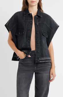 Alba Stud Detail Sleeveless Denim Jacket
