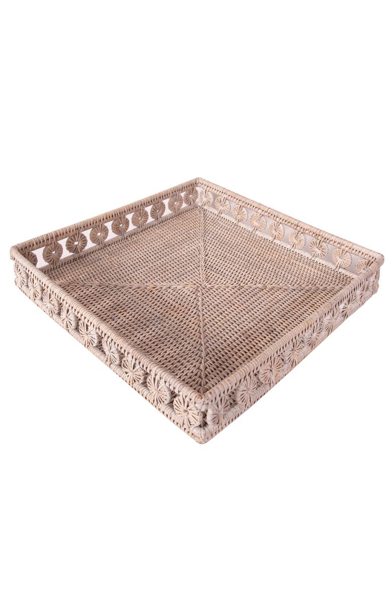 Artifacts Rattan Inna Design Square Tray, Alternate, color, White Wash