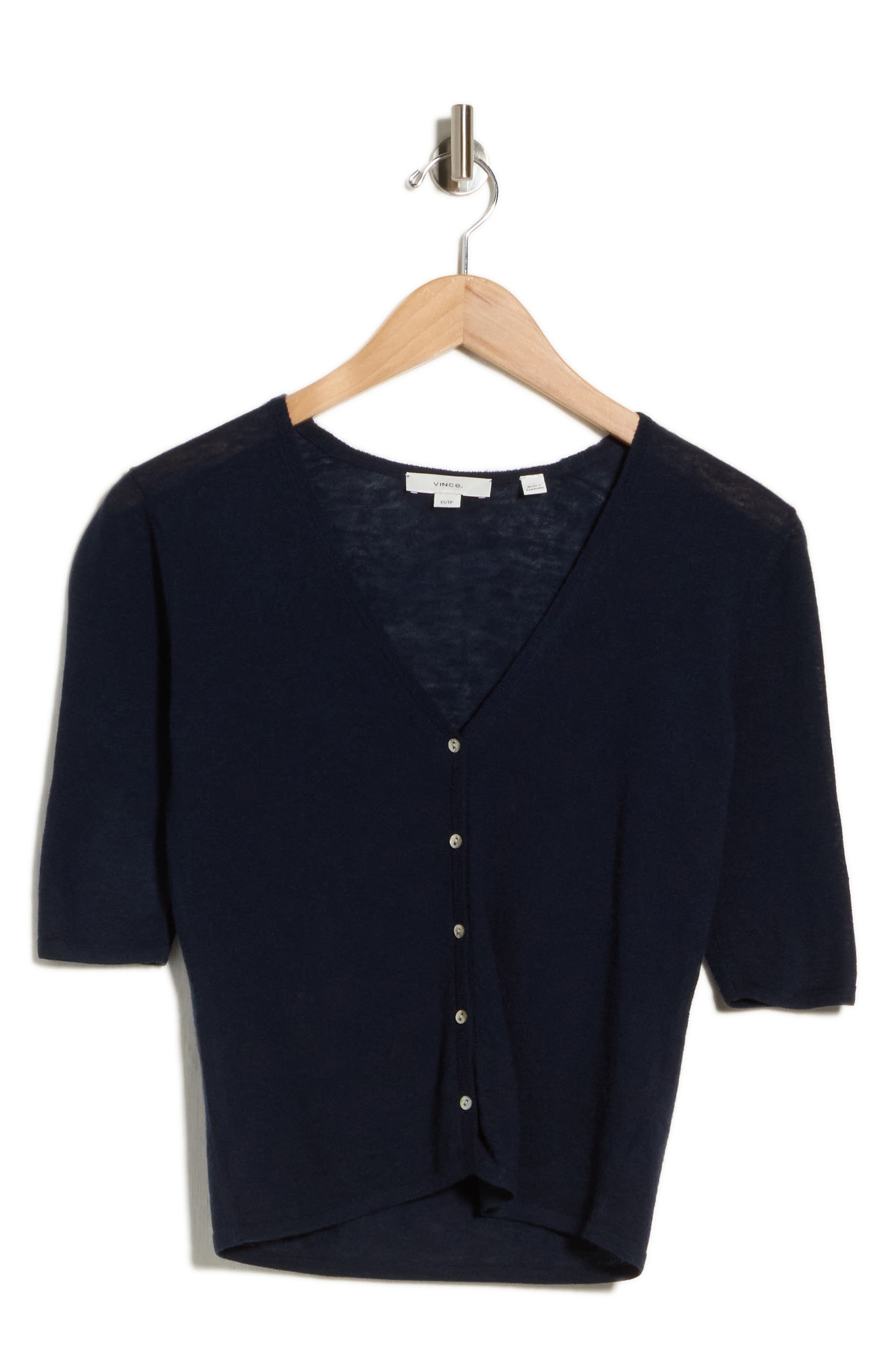 V-Neck Elbow Sleeve Cardigan