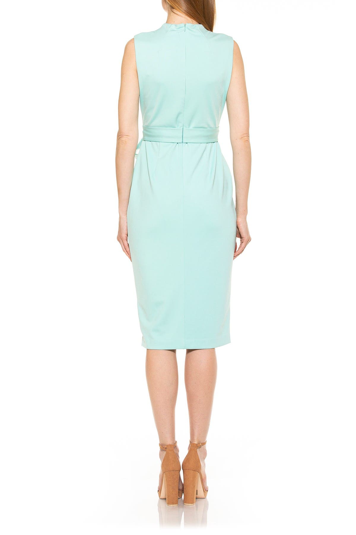 Mock Neck Belted Sheath Dress - image 4