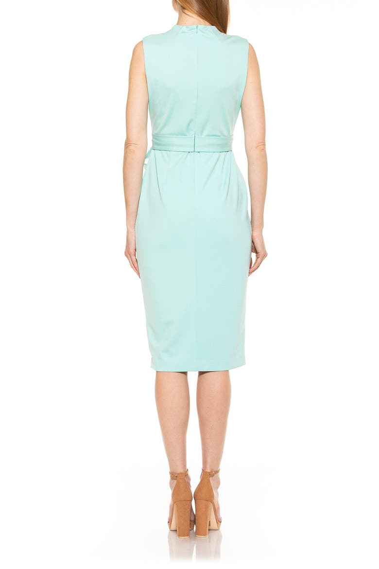 Mock Neck Belted Sheath Dress, Alternate, color, BRIGHT BLUE