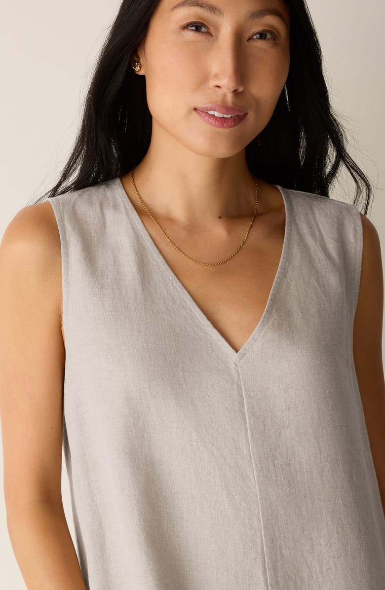 Eileen Fisher Sleeveless Organic Linen Midi Shift Dress, Alternate, color, Undyed Natural