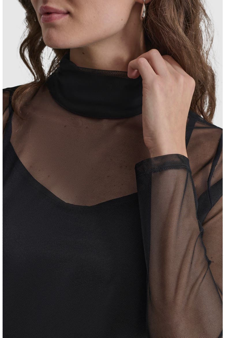 Turtleneck Mesh Top, Alternate, color, BLACK