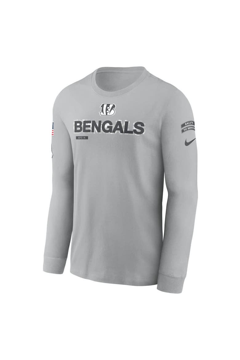 Men's Nike Gray Cincinnati Bengals 2024 Salute To Service Long Sleeve T-Shirt, Alternate, color, Gray