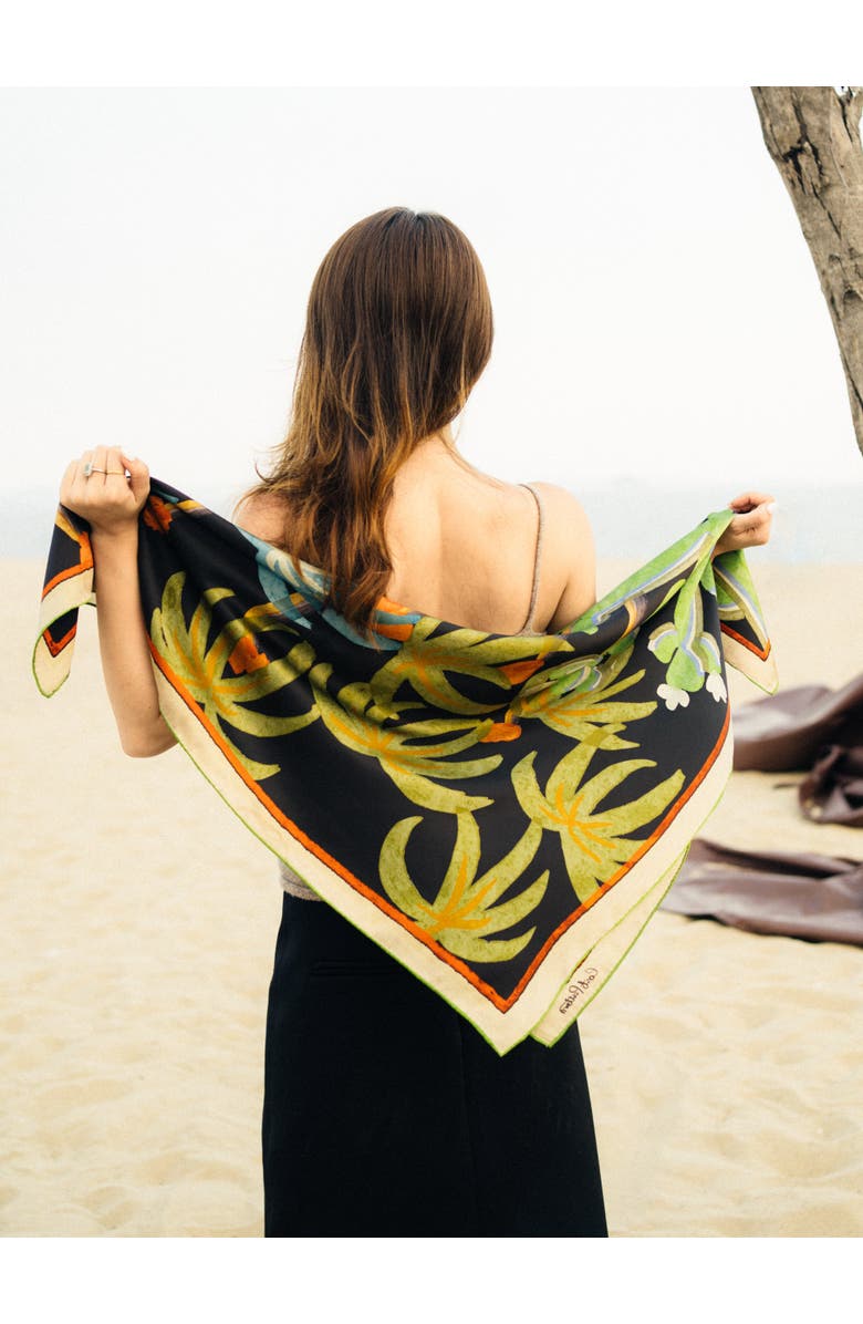 Lost Pattern "Ethereal Mirage" Large Silk Scarf, Alternate, color, Dark Brown