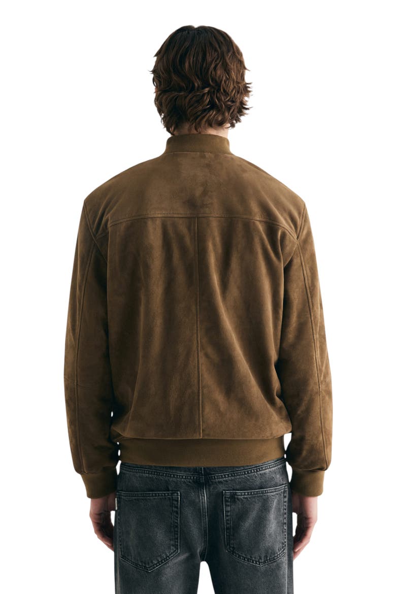 Suede bomber jacket, Alternate, color, Khaki