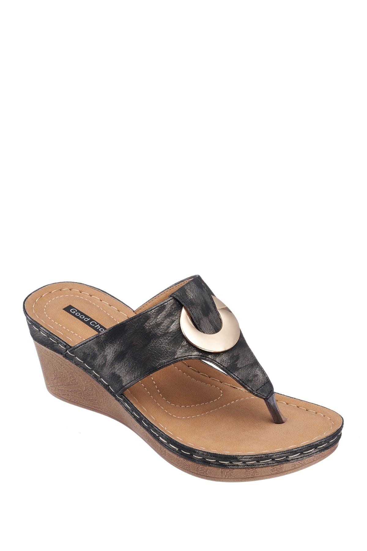 GC SHOES Genelle Wedge Thong Toe Sandal