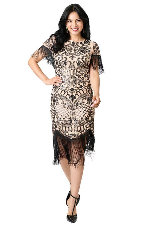 Beaded Nadine Fringe Flapper Dress