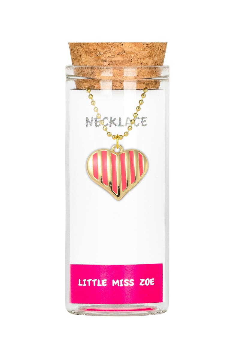 Heart Charm Necklace in Gift Bottle, Main, color, Pink