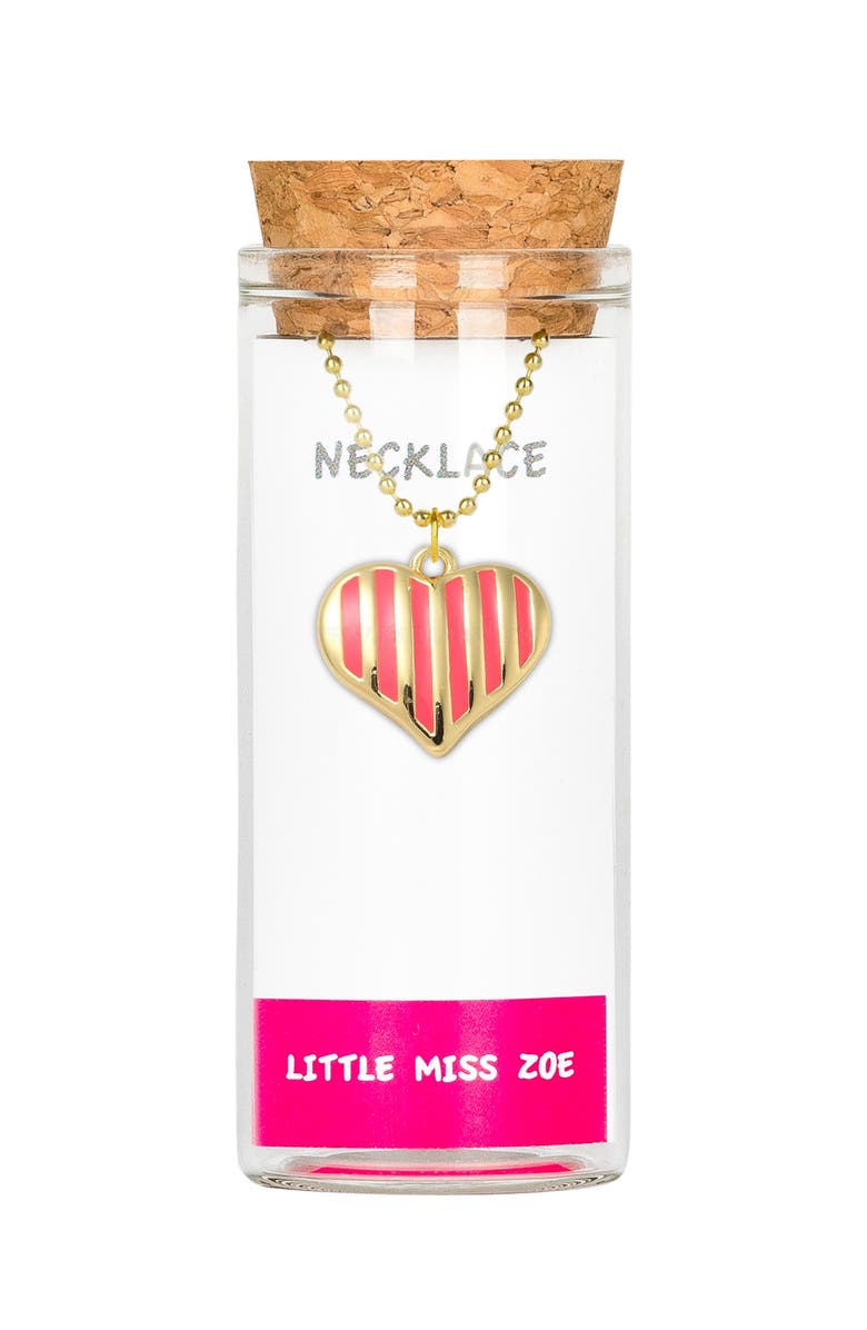 Little Miss Zoe Heart Charm Necklace in Gift Bottle, Main, color, Pink