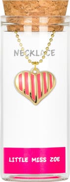 Little Miss Zoe Heart Charm Necklace in Gift Bottle