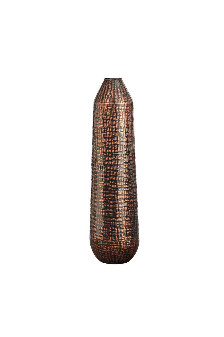 26-in Tall Embossed Metal Tower Vase, Main, color, Gold