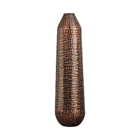 26-in Tall Embossed Metal Tower Vase