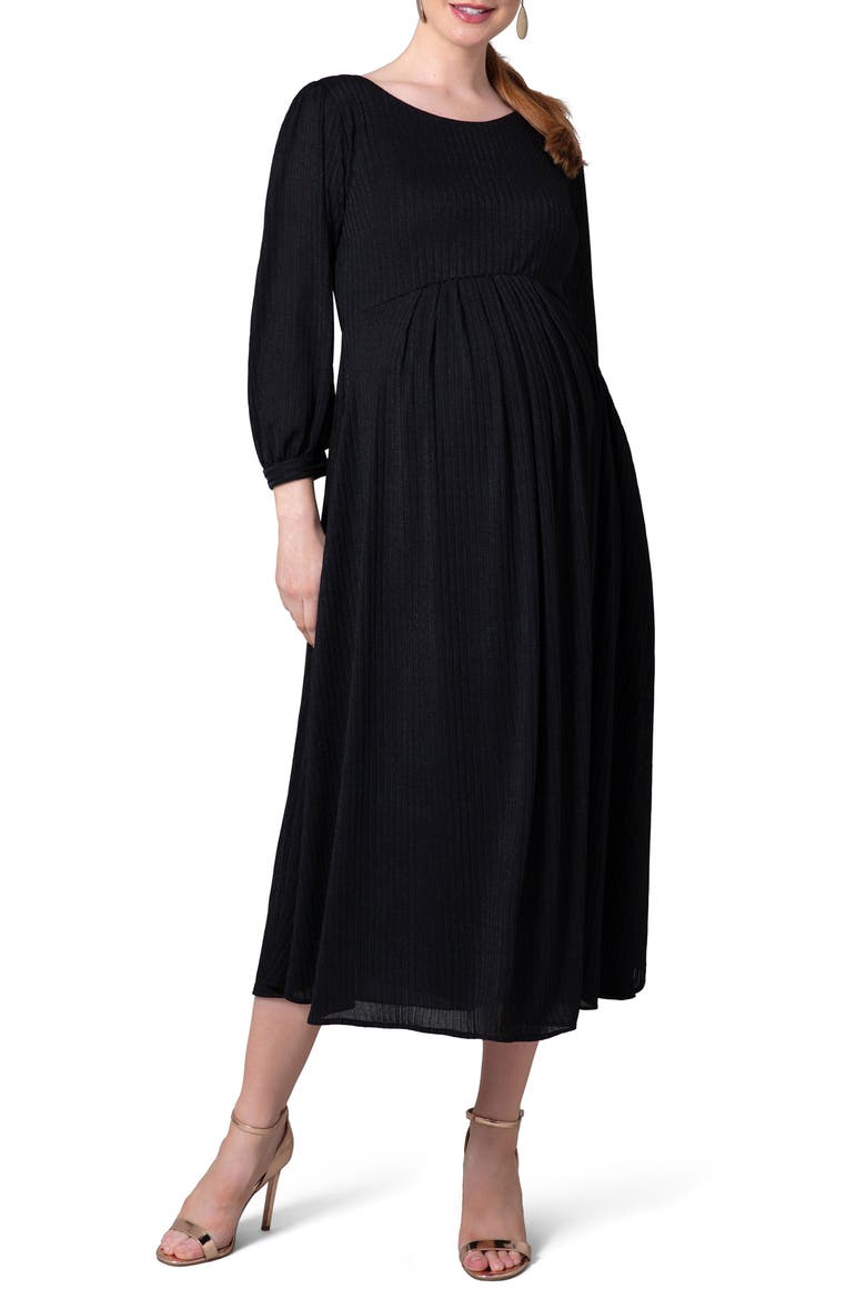 Isla Ribbed Jersey Dress, Alternate, color, BLACK